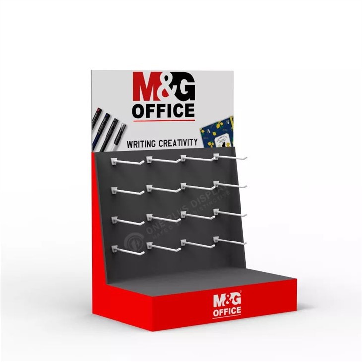 Cardboard Counter Display With Hanging Hooks