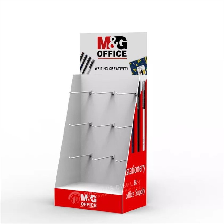 Cardboard Counter Display With Hanging Hooks